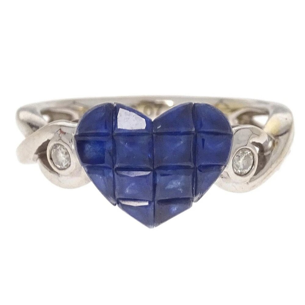 Ring 18KWG Silver Sapphire Diamond #52 145041